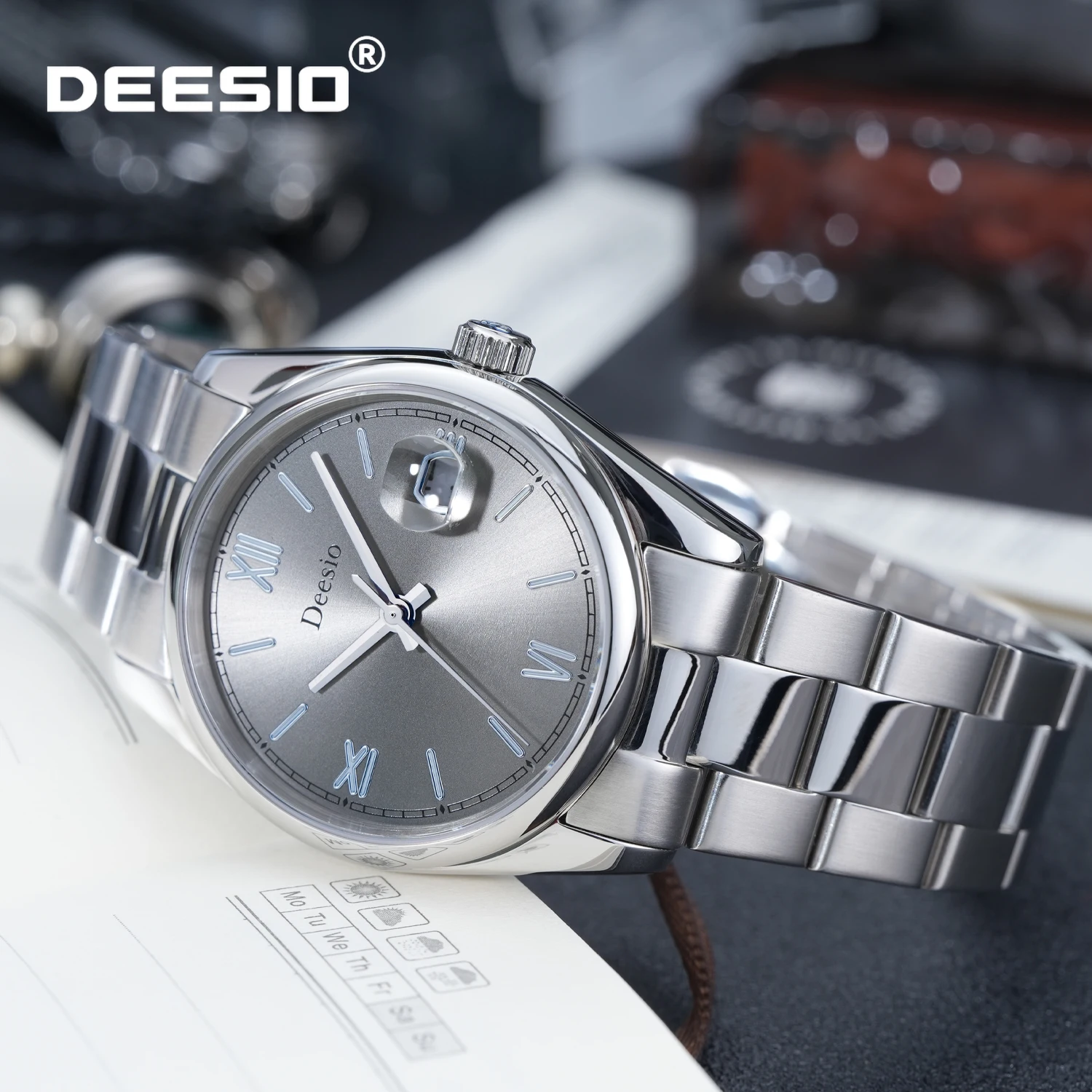 

Deesio Men's Luxury Automatic Mechanical Watch Stainless Steel Sapphire Glass Watch Waterproof Luminous Calendar Date Display