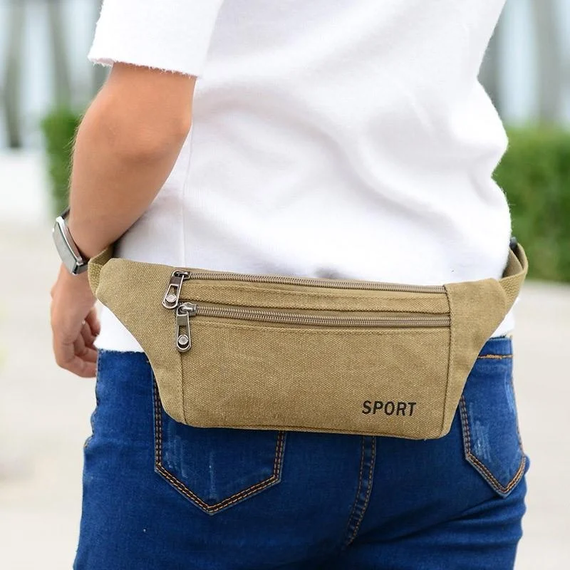 Thickened Canvas Sports Running Waist Bag for Men And Women Small Workwear Waterproof Wear-resistant Mobile Phone Pouch