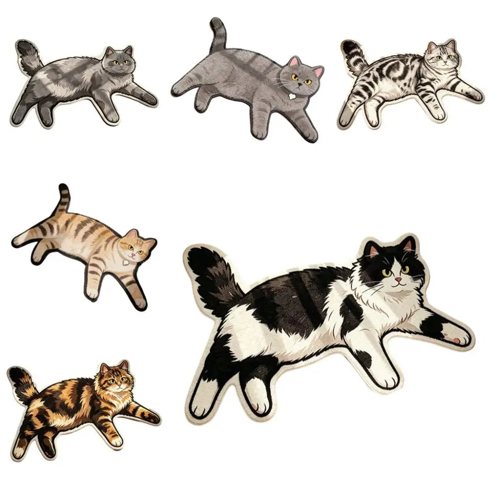 Easy Match Non Slip Cat Floor Mat Absorbent Cartoon Cat Shape Bathroom Rug Not Easy To Shed Decorative Floor Mat Bedroom