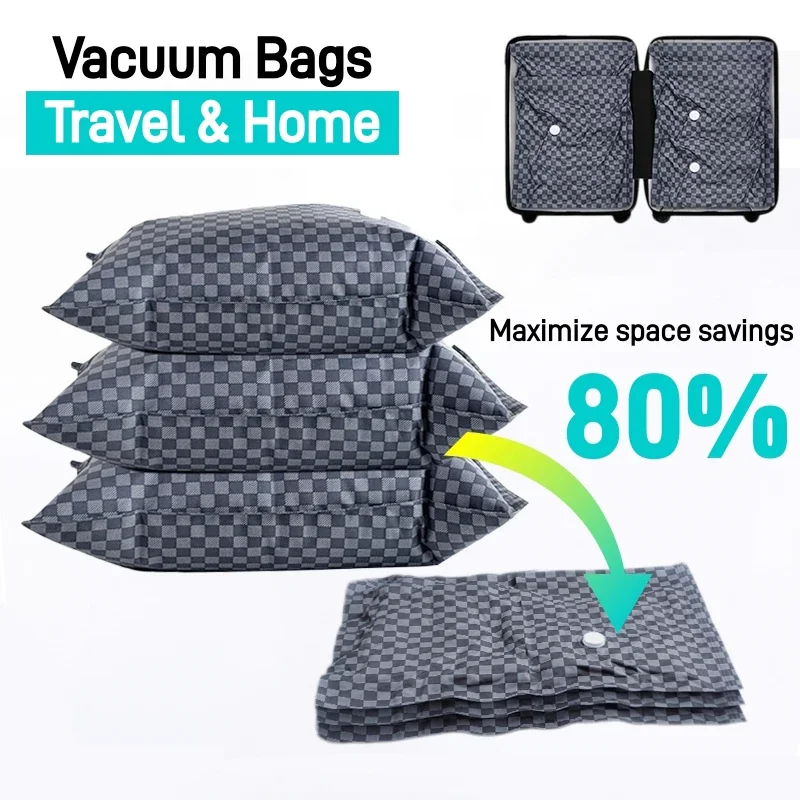 4 Pack Vacuum Storage Bags for Travel Household Items, Traveling Bag, Garment Packaging Bags, Room Underbed Storage Organization