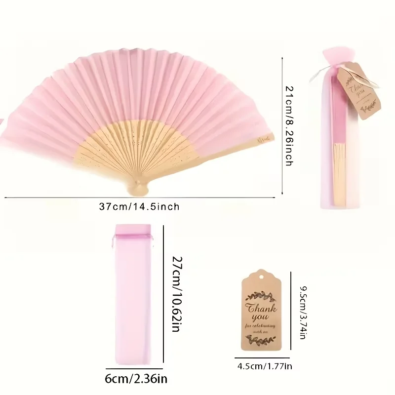 10 Sets of Personalized Custom Light Blue/Yellow/Pink Folding Fans with Laser-Engraved Names, Suitable for Weddings, Bridal Showers, Parties — Light Blue Handheld Paper Fans with Accompanying Thank You Cards and Gift Bags, Can Be Used for DIY Decorations, Wedding Favors, Church Events, Women's Gifts, Perfect for Mother's Day, Graduation Season, Valentine's Day, Christmas