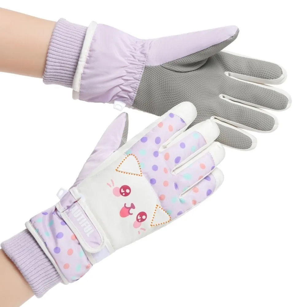 

Thermal Cartoon Children Ski Gloves Full Finger Riding Kids Snowboard Gloves Bicycle Keep Warm Girls Skiing Gloves Camping