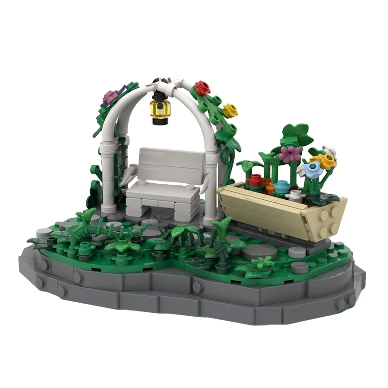 MOC The Garden Model Building Blocks Apartment Flower Arch Flower Bed Assembly Bricks Toys Children's Birthday Gift Ornaments