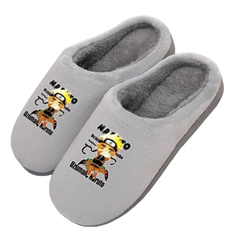 Naruto Sasuke Gaara anime cartoon cotton slippers winter couple home indoor thick sole non-slip plush warm shoes men wholesale