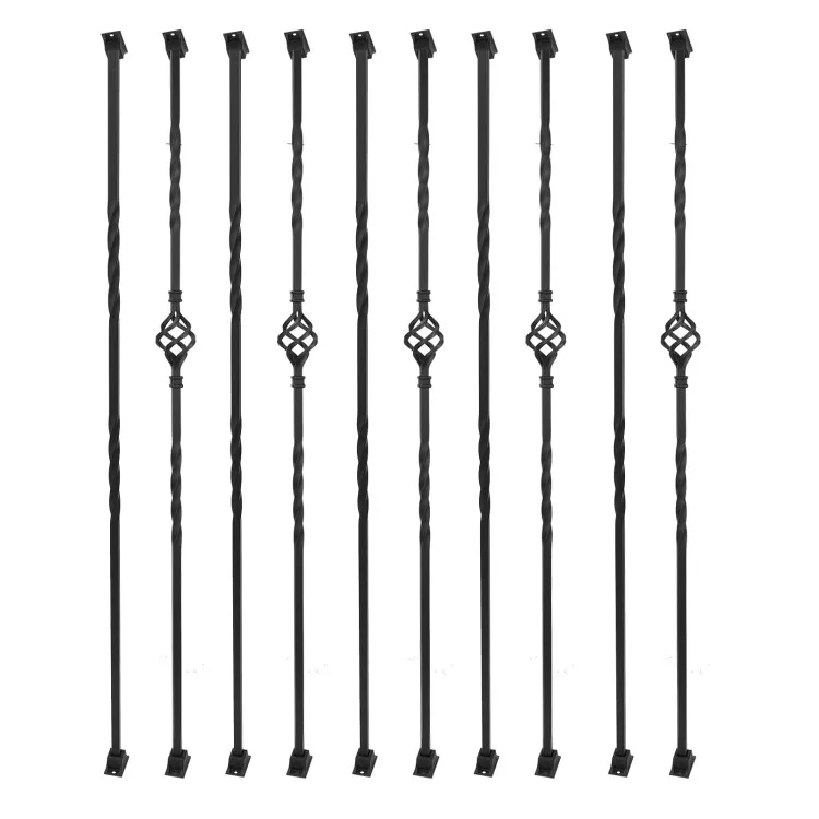 

10 Pack Iron Balusters for Staircase Stair Spindles Hollow Single Basket with Double Twist 1/2" Square Metal Stair Balusters