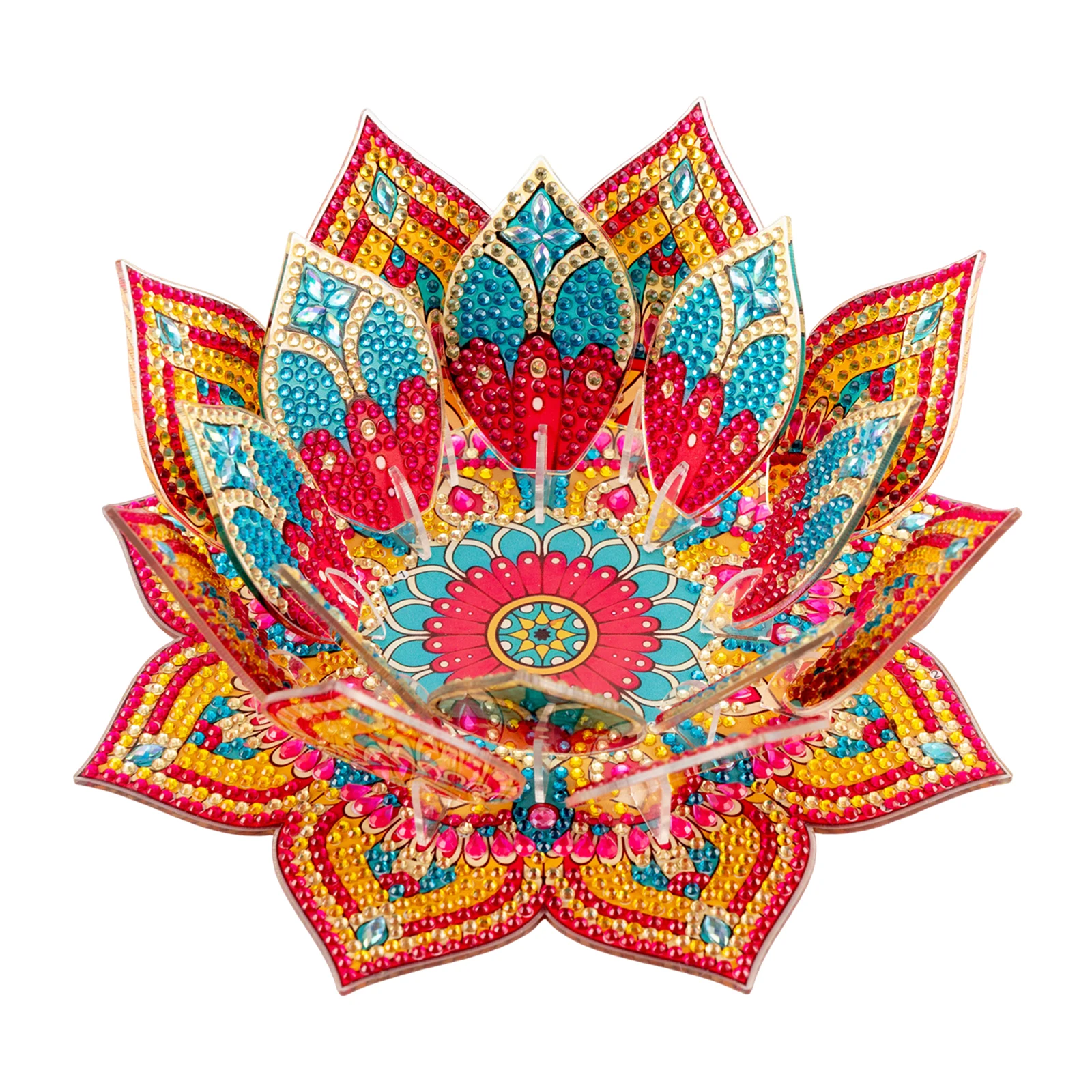 5D DIY Diamond Art Painting Lotus Candlestick Holder Tealight Candle Stand Handmade Home Office Decor for Adults Beginners view 5