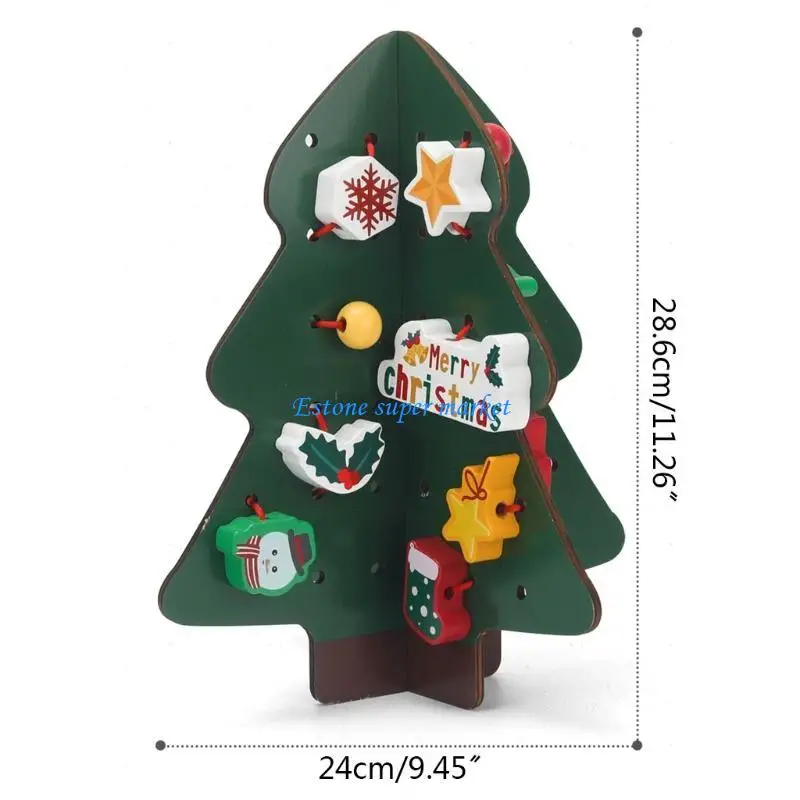 090b木製ビーズトイ学習スタッキングおもちゃ親子インタラクティブなおもちゃクリスマス装飾