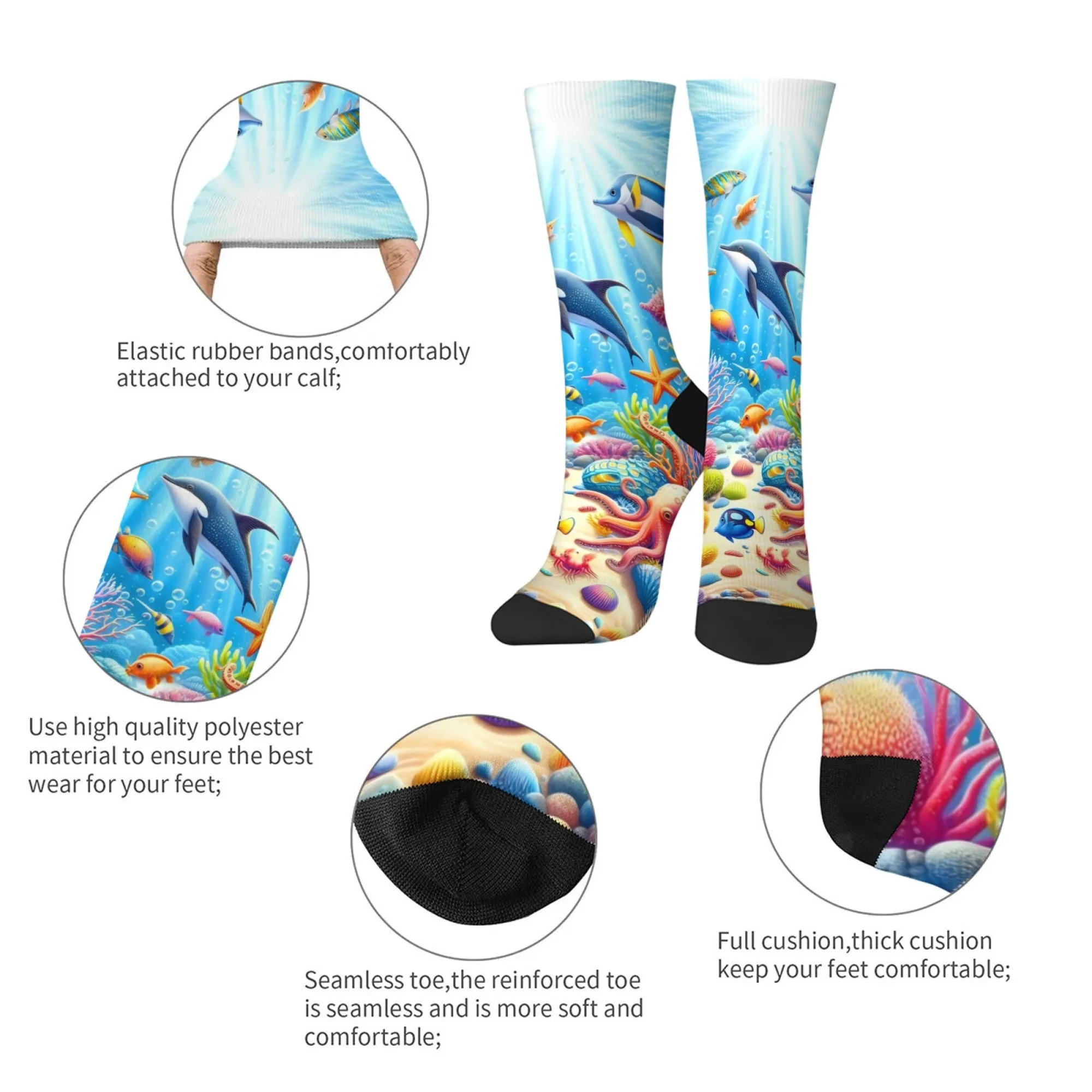 المحيط تحت سطح البحر العالم سعيد الجوارب Harajuku نمط الجدة مضحك الرجال الجوارب للجنسين الجوارب الموضة غير رسمية الكرتون لطيف الجوارب هدية