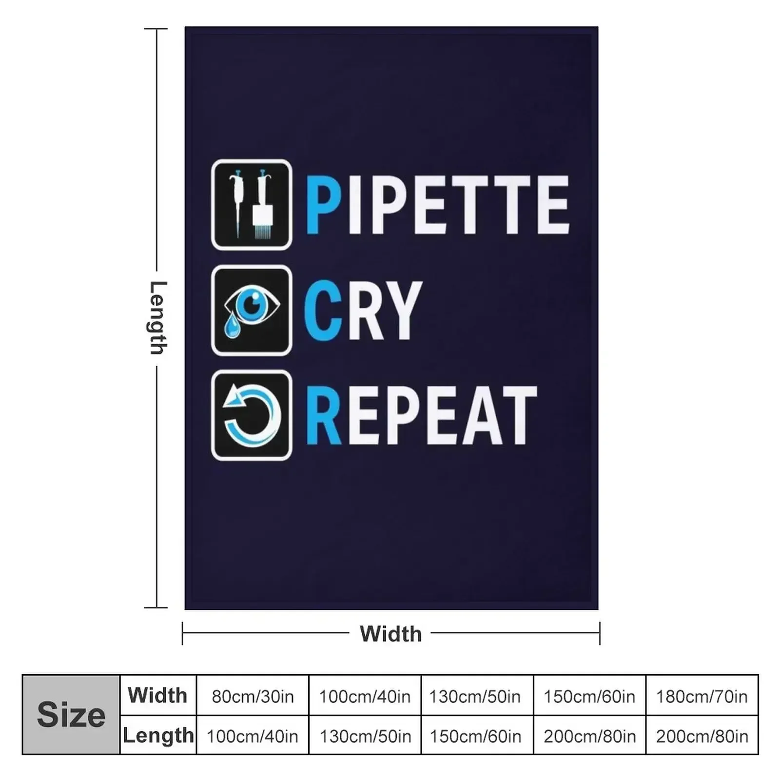 PCR Pipette Cry Repeat Funny Design for DNA Biotechnology Lab Scientists Throw Blanket Quilt Hairy Tourist Bed Blankets