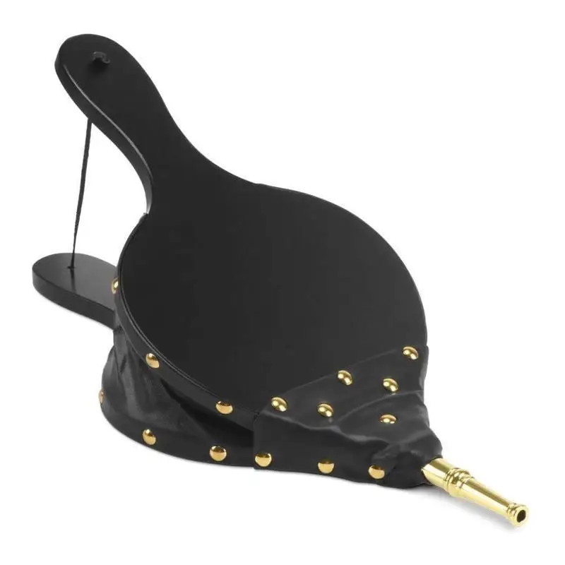 

652F Fireplace Bellows Practical Leather Bellow Pit Air Blower for w/ Hanging Strap Nozzle for Outdoor Cooking