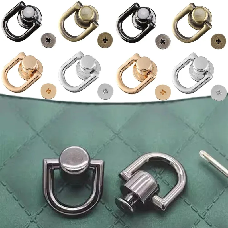 5Pcs D Ring Bag Side Clip Buckles Diy Metal Double D Buckle Handbag Chain Handles Connector Bag Strap Hardware Accessories