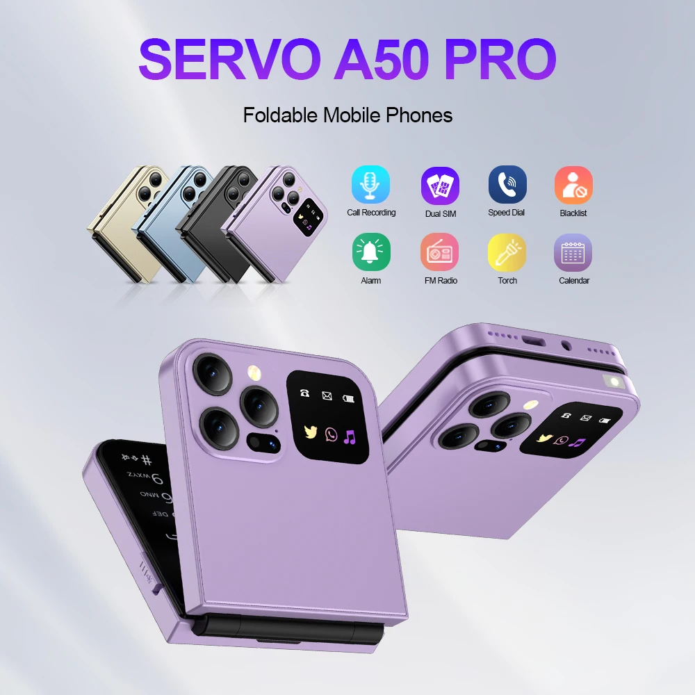 Foldable Mobile Phones Speed Dial 2 SlM Cards 2.4' Display Cellphone Call Recording LED Flashlight Blacklist FM Radio Telephones