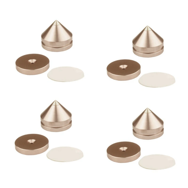

20Set Hifi Audio Foot Spikes Cone Floor Foot Nail Aluminum Alloy Speaker DAC CD Cabinet Power Amplifier Computer (Gold)