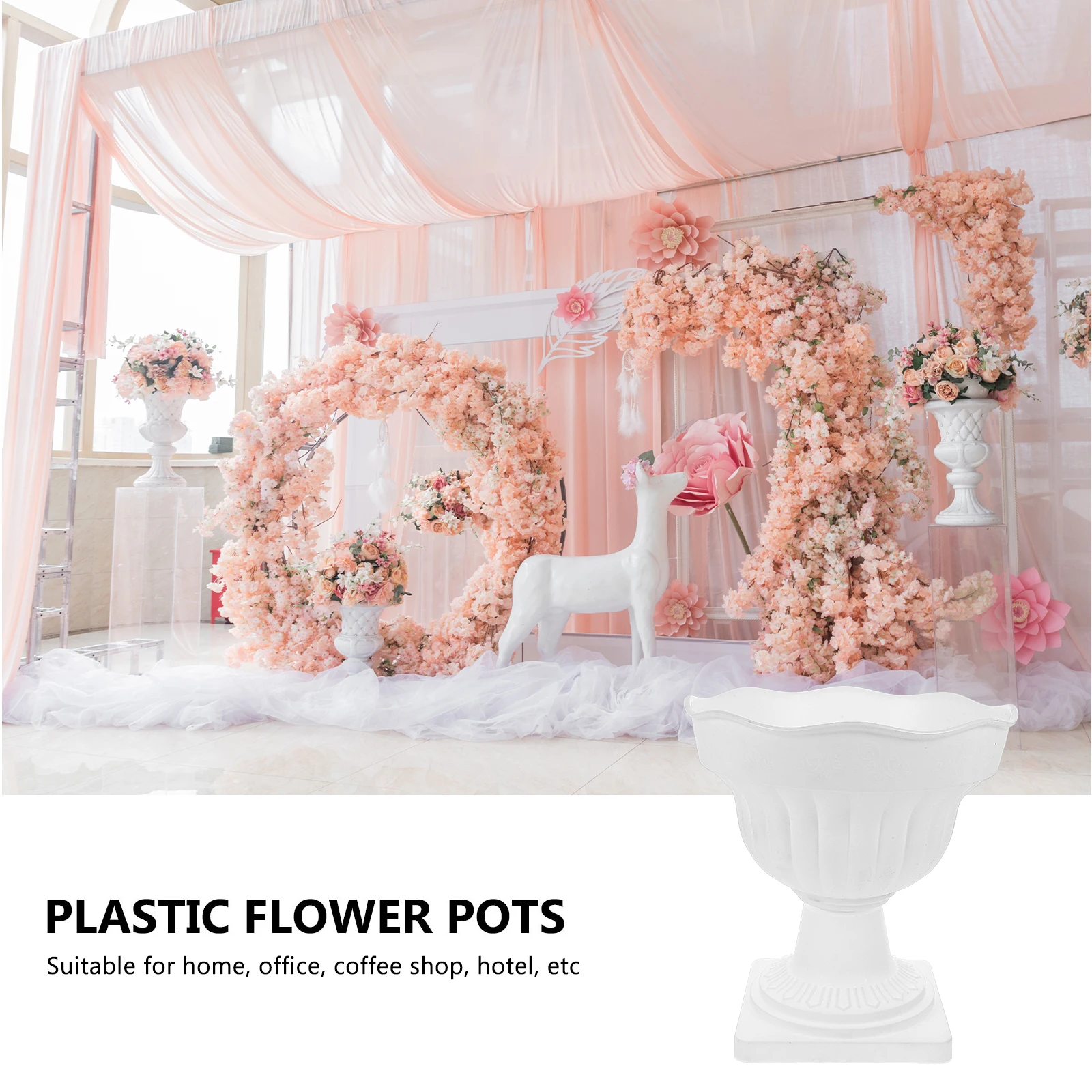 

Plastic Flowerpot Vintage Indoor Plants Decor Home Office Hotel Great Gift Christmas Durable Long Use Roman Pillar Planter