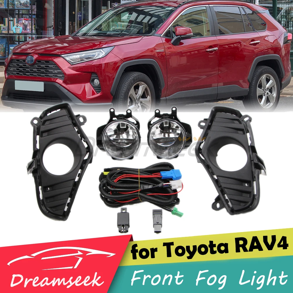 

Pair Fog Light Kit Fit For Toyota RAV4 2019 2020 2021 2022 2023 Front Bumper Lamp W/ Wiring Relay Bezel Switch Harness L+R Side