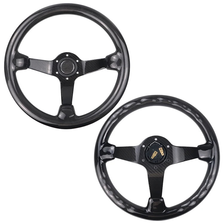 JDM Genuine Carbon Fiber Racing Steering Wheel 350mm Deep Steering Wheel Car Volante