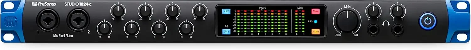 Studio 1824c 18x20، 192 كيلو هرتز، واجهة صوت USB مع Studio One Artist وبرنامج تسجيل Ableton Live Lite DAW