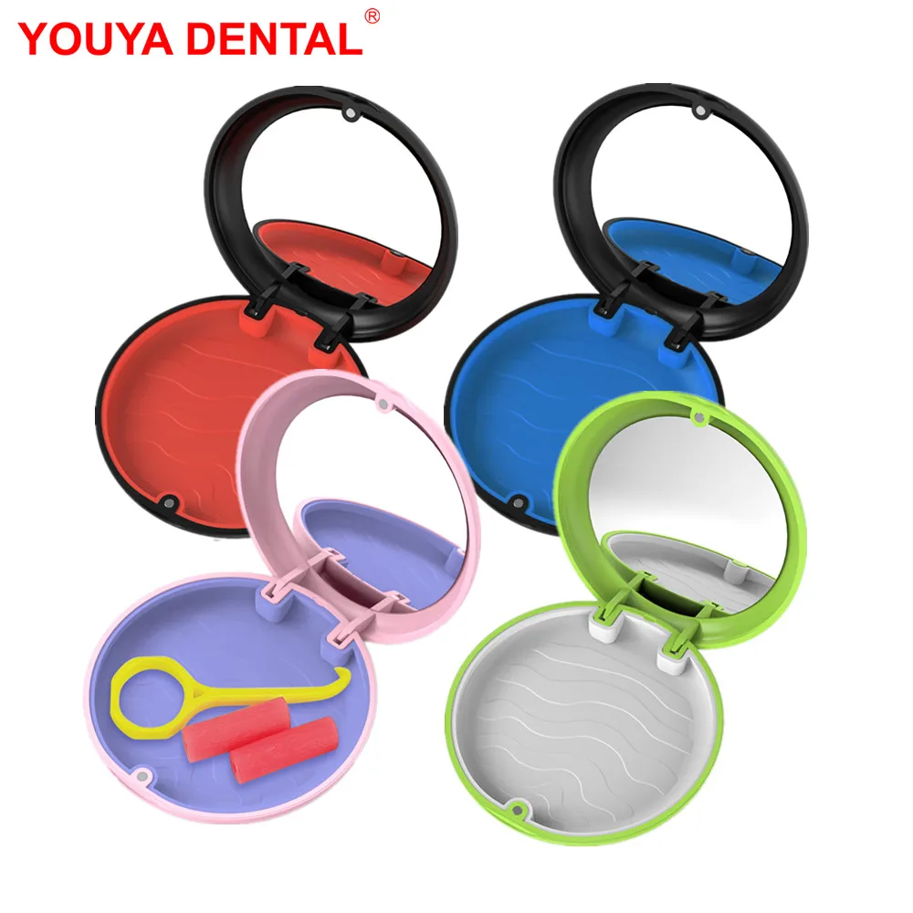 50PC New Cute Dental Retainer Case Magnetic Teeth Orthodontic Braces Retainer Case With Mirror Portable Travel False Denture Box