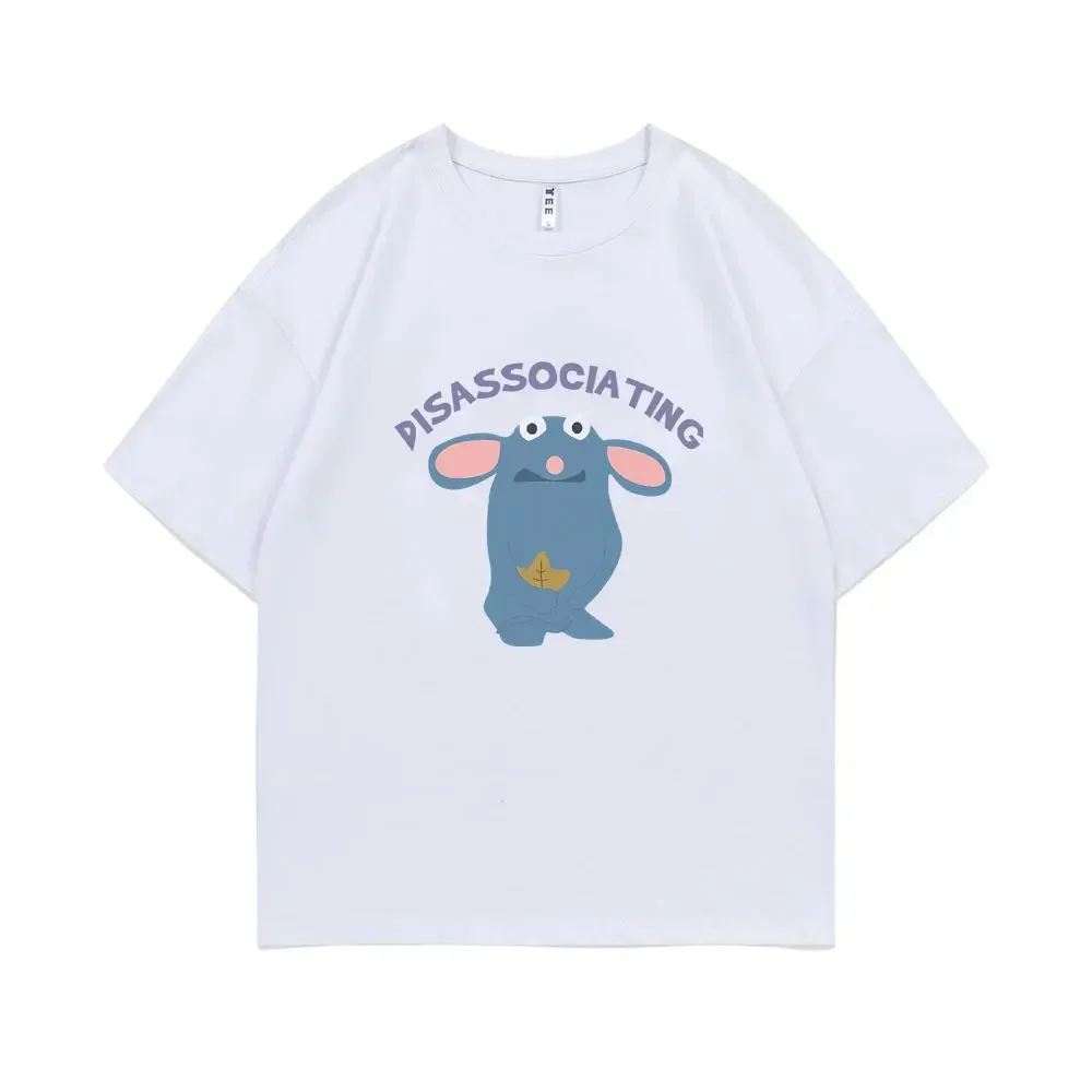 Funny Dissociating Tutter Rat Print T-shirt Men Women Casual Oversized Short Sleeve Men's Kawaii Cartoon Mouse Graphic T Shirts