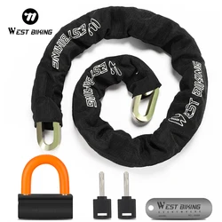 WEST BIKING Bicycle Lock Heavy Duty MTB Road Anti Theft Safety Security Chain Lock for Motorcycle Scooter Bike Accessories