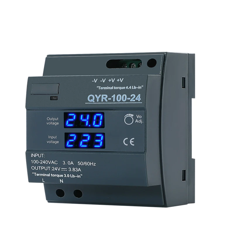 Fuente de alimentación conmutada de carril Din, 60W, 100W, 150W con pantalla digital, 12v, 24v, 36V, SMPS, transferencia de AC-DC CNC, 2.5A, 5A, 6A,