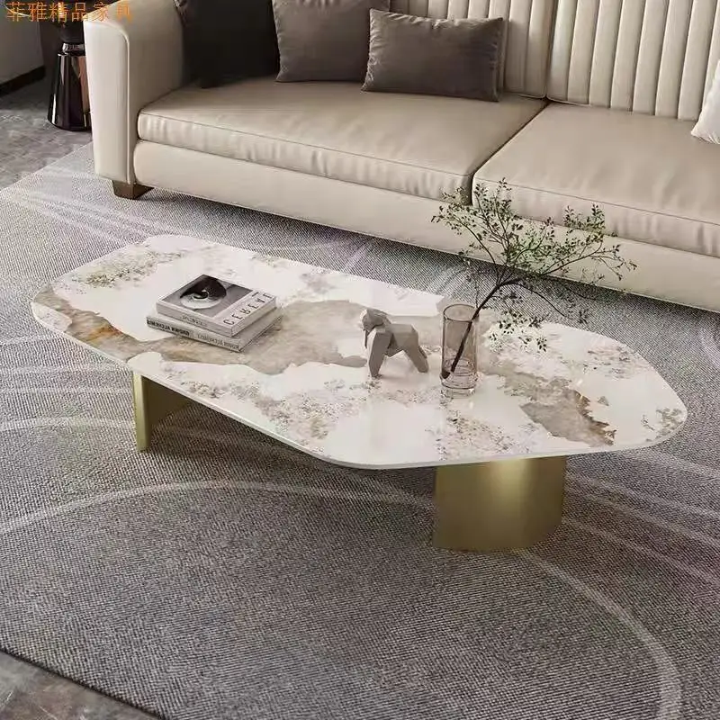 Irregularly shaped calcined stone coffee table, modern Italian style living room coffee table