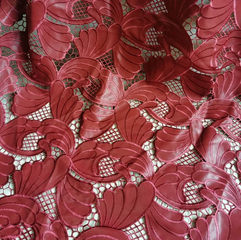 

High-end laser-cut embroidered PU fabric perforated leather embroidery, for clothing, bags sewing materials