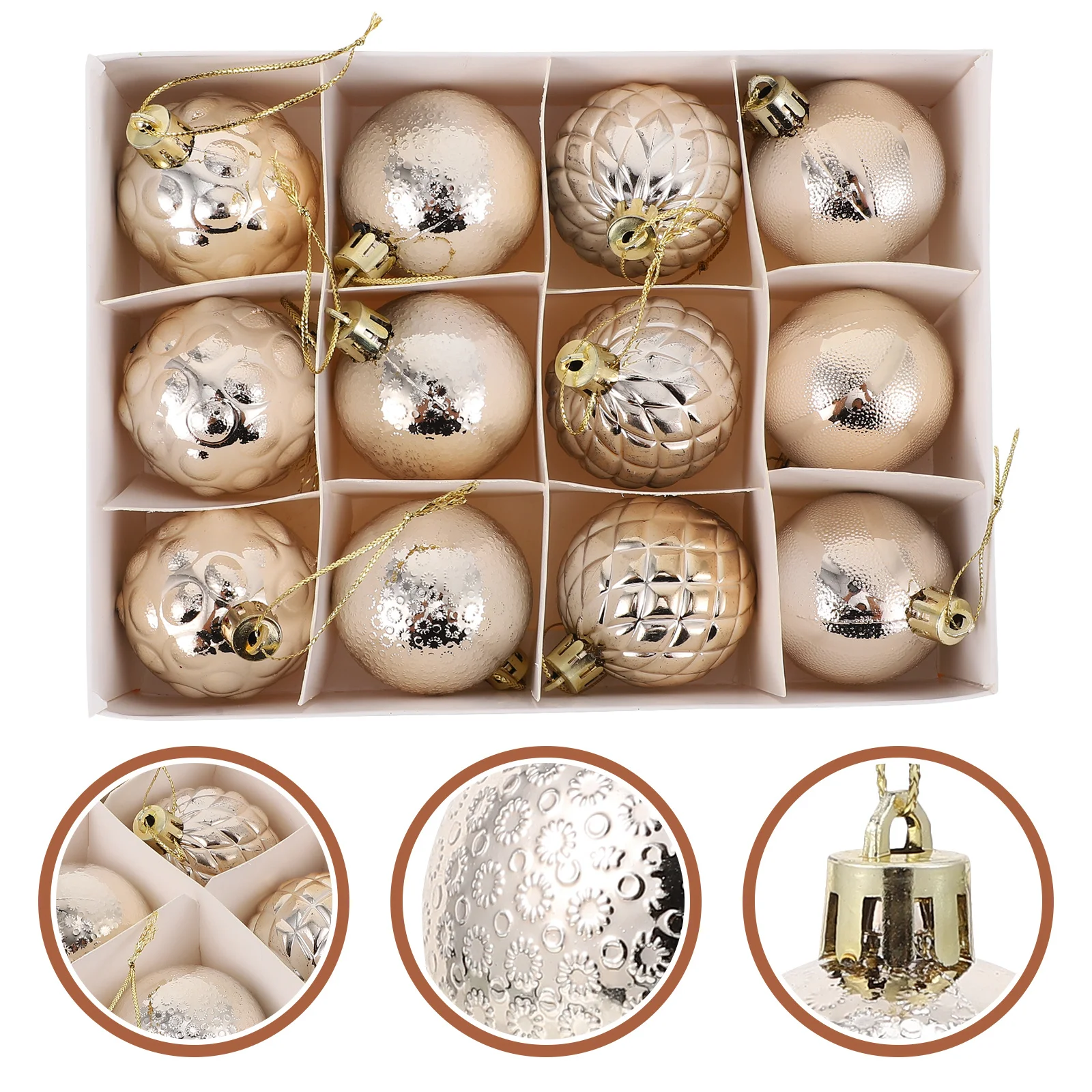 

12Pcs Xmas Pendant Decor Festive Christmas Ball Hanging Premium Quality Small Ornament for Tree Party Scene Decoration