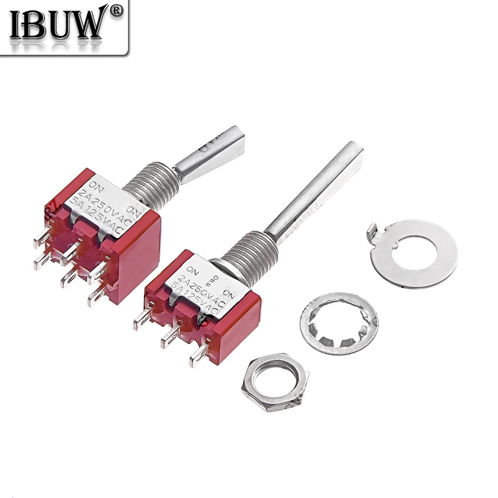 2PCS 2/3 Positions ON OFF ON Locking Momentary 3/6P RC Model Remote Controlller Flat Handle 6mm Panel Mount Mini Toggle Switch