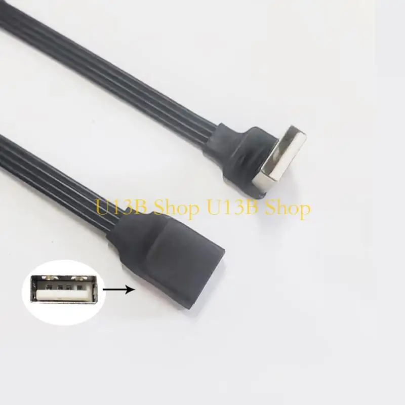 U13B 90 ° 각진 USB 2.0 확장 케이블 수컷에서 여성에서 랩톱 USB 플래시 드라이브의 충전 및 데이터 전송 지원
