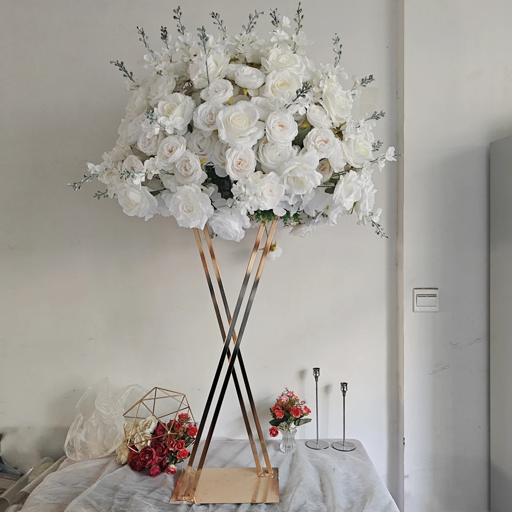 

10 PCS Vases Gold Flower Stand Metal Road Lead 31 Inches Wedding Table Centerpiece Flowers Rack For Event Party Home Decoration