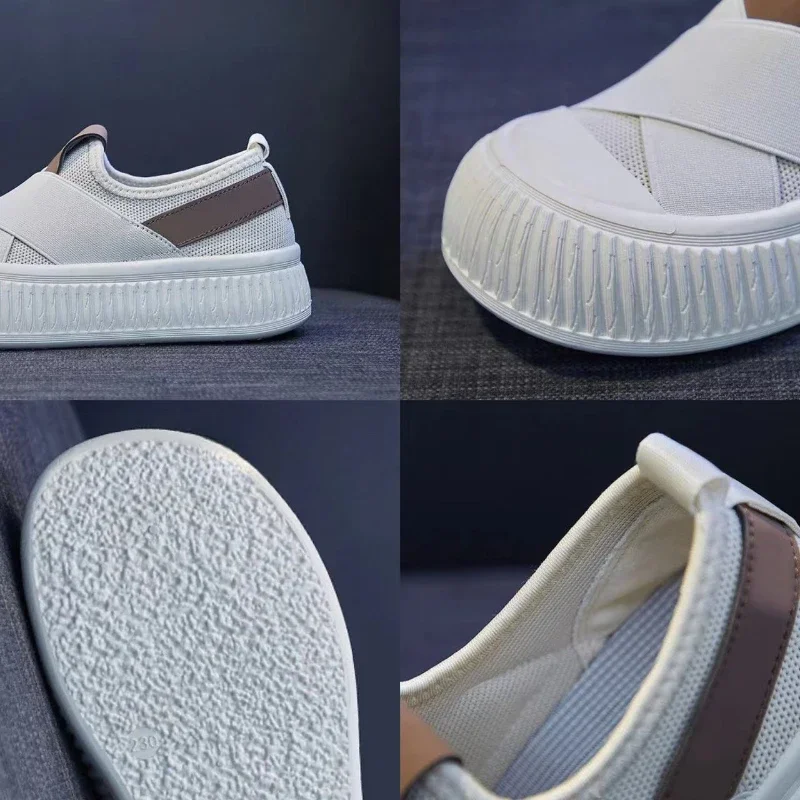 2024 Nieuwe Dames Sneakers Antislip Platform Schoenen Rubber Dames Casual Schoenen Ademende Slip-On Damesschoenen Slijtvast Tenis