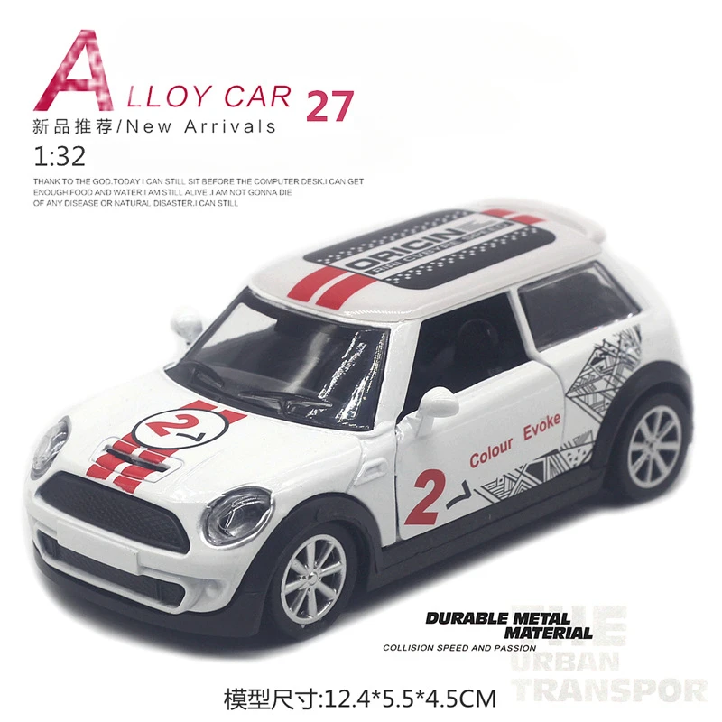 1:32 سبيكة ميني كوبر رسمت نموذج سيارة رالي التراجع فتح الباب نموذج سيارة هدايا لعبة للأطفال #6