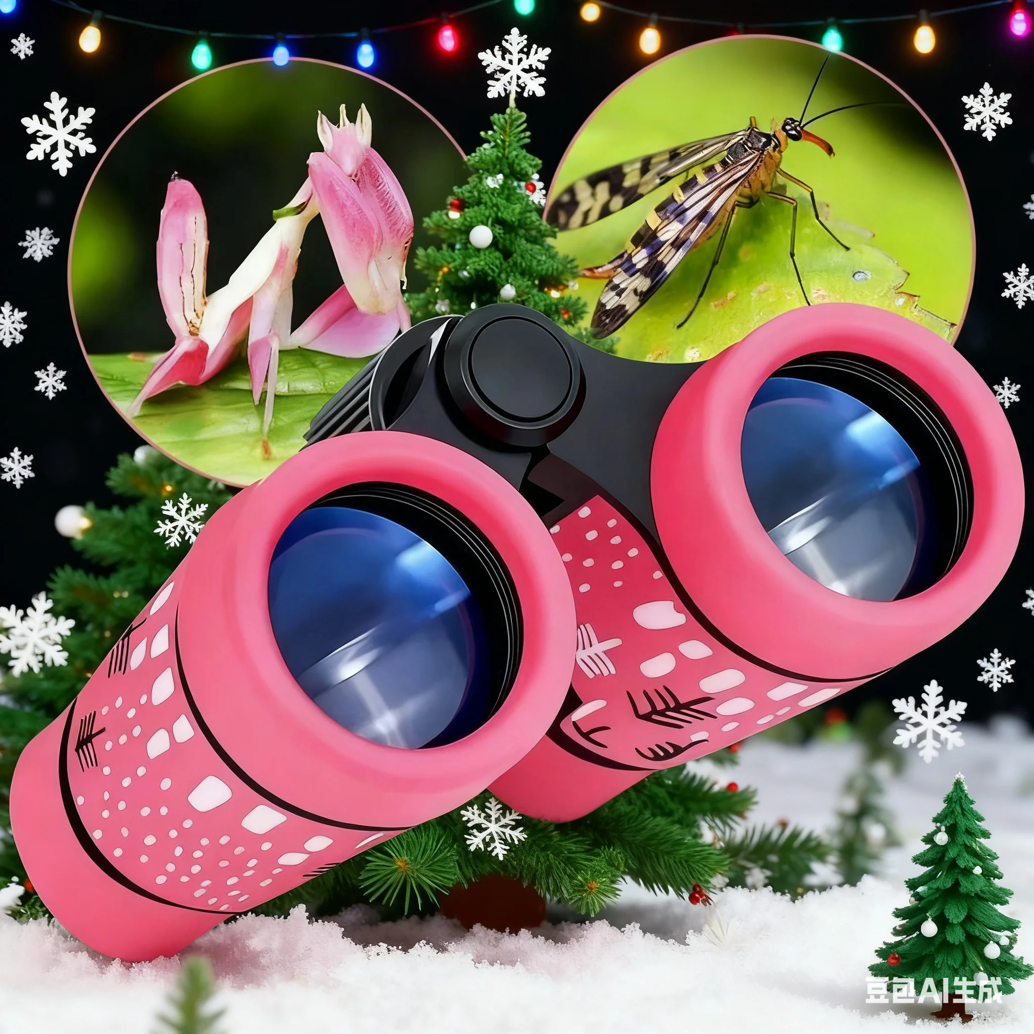 Kids Binoculars Set for Age 3-12 Years Boys Girls Hunting Folding Small Telescope Birthday Gifts Educational Camping Outdoor