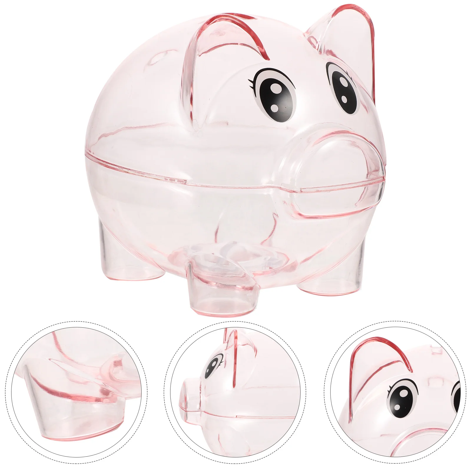 2Pcs Glass-Like Piggy Bank Clear Transparent Money Box for Kids Large Capacity Coin Storage Bedroom Desk Decor Item