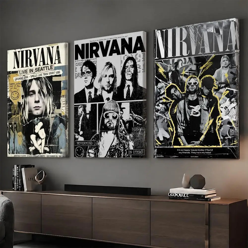 N-Nirvana Rapper Album Painting Calligraphy HD Modern Style Inner Frame Canvas Poster Bedroom Room