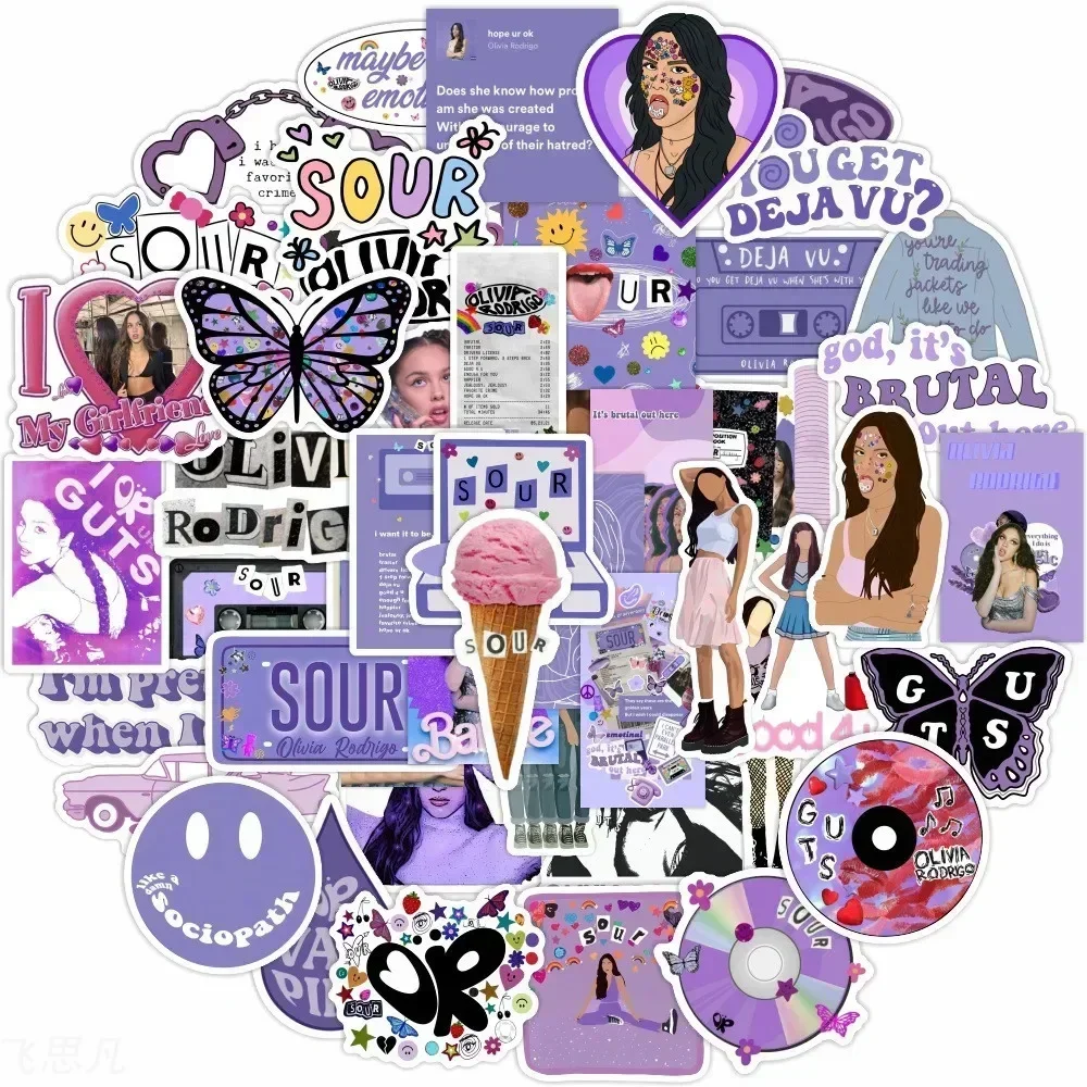 New 50PCS Olivia Isabel Rodrigo Originality Stickers Singer Star Laptop/skateboard Theme Party Waterproof Decoration Sticker