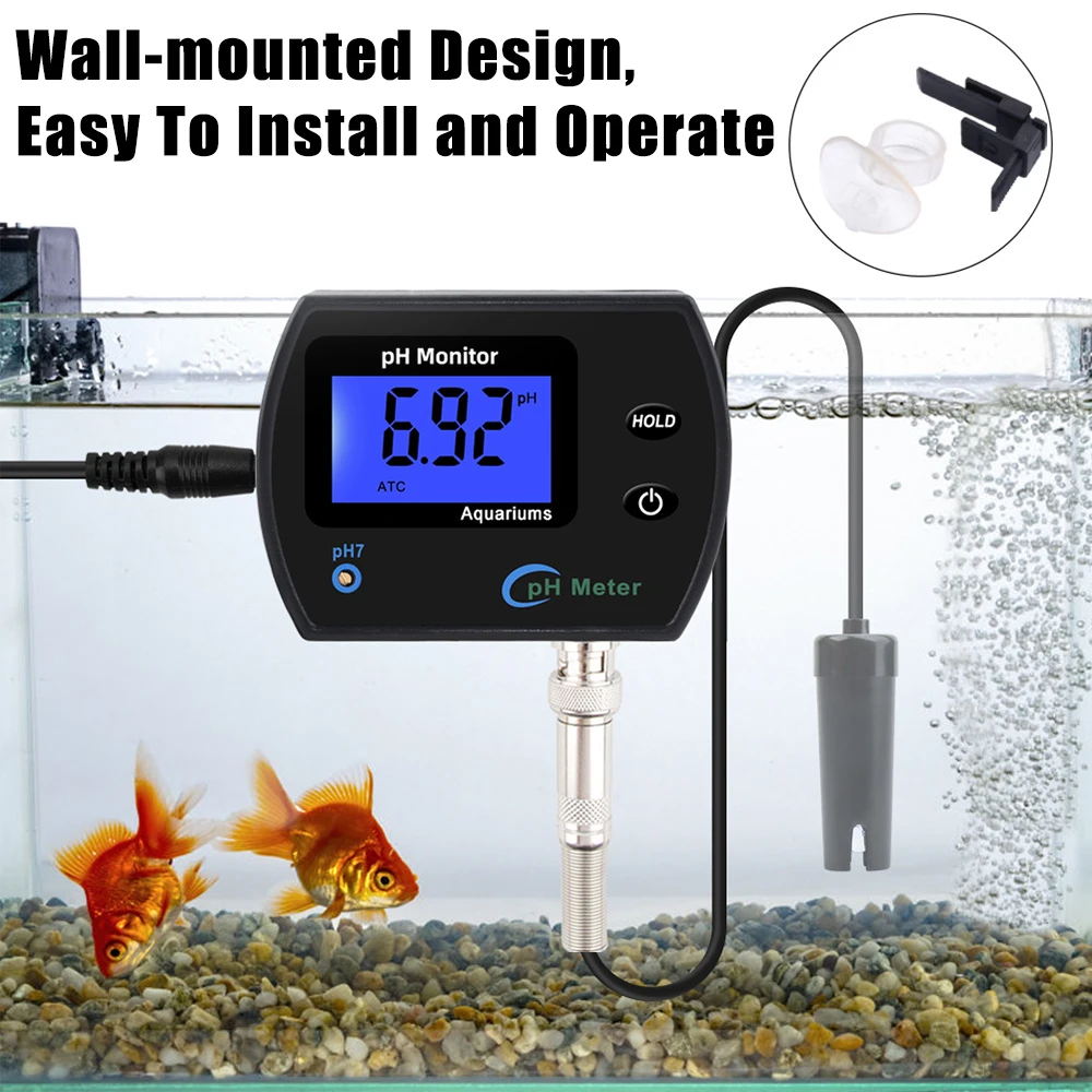 Real-time Multi-parameter PH Meter LCD Display EU Plug For Aquarium Laboratory Acidometer Water Quality Monitor