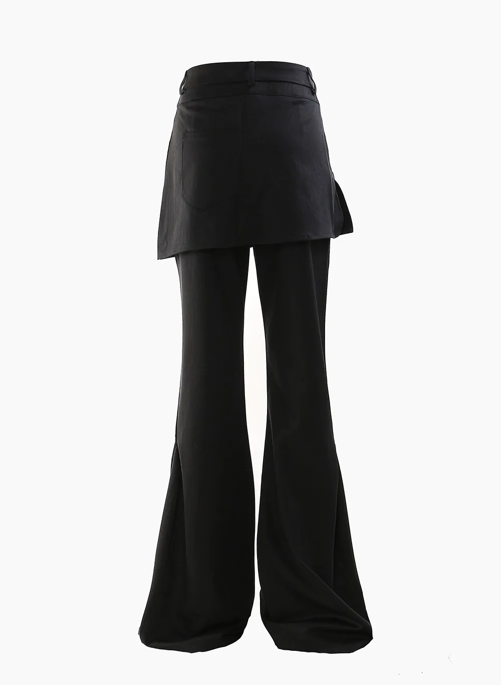 Flared Pants Wide Leg Women Hipster Boot Cut Trousers Luxury Design Elegant Big Pocket Stitching Bell Bottom Fake Two Piece