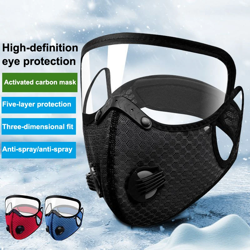 إدراجات ونظارات من الكربون المنشط، قناع وجه رياضي لركوب الدراجات للرجال قابل لإعادة الاستخدام وباندانا مقاومة للغبار