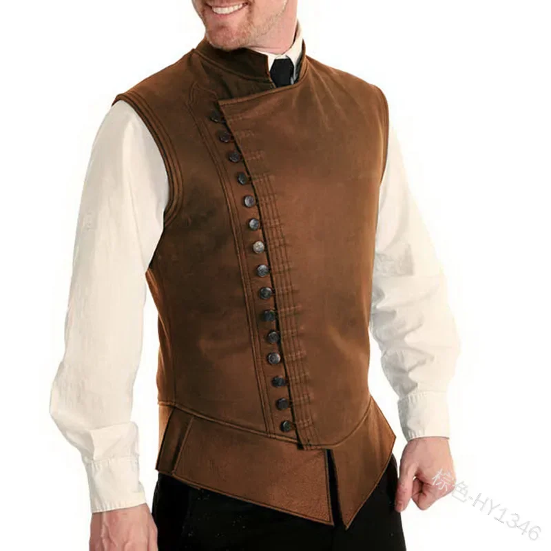 Men Medieval Vest Renaissance Victoria Edwardian Steampunk Vest Waistcoat Vintage Gothic Tailcoat Jacket Halloween Costume NSD15