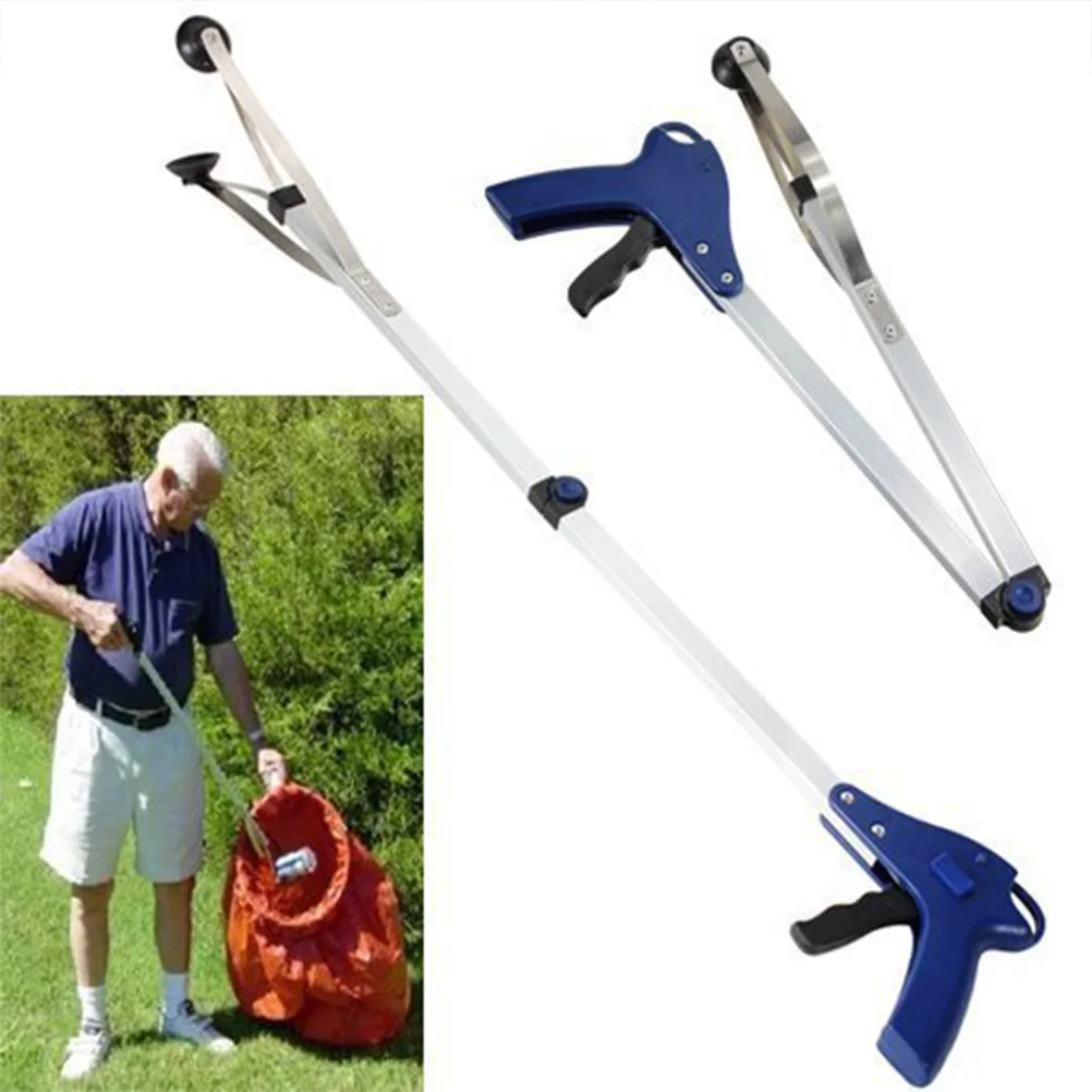 83cm Foldable Garbage Grabber Trash Picker Pick up Gripper Reacher Tool (Blue) grabber gripper trash gripper