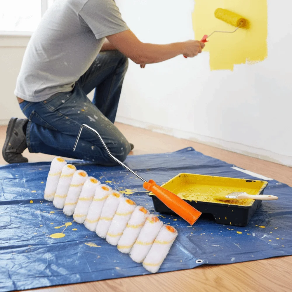 

11Pcs/Set Polyester Blend Paint Roller Kit 4 Inch Rollers Painting Thumb Roller Core Hand-Held Tool Small Corner
