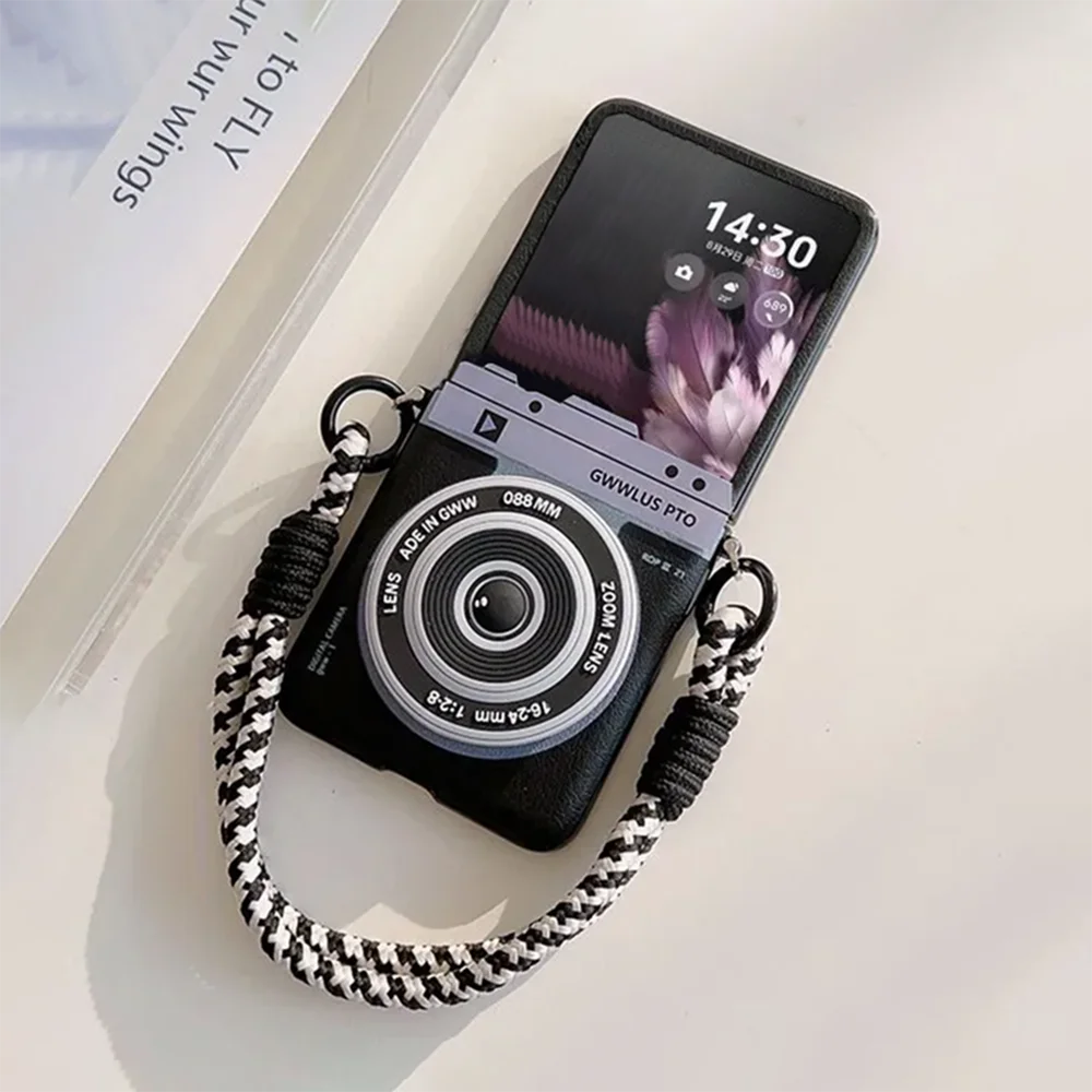 For Samsung Z Flip 7 Case Luxury Magnetic Camera Stand Phone Cases For Samsung Galaxy Zflip 7 6 5 Cute Case Leather Cover