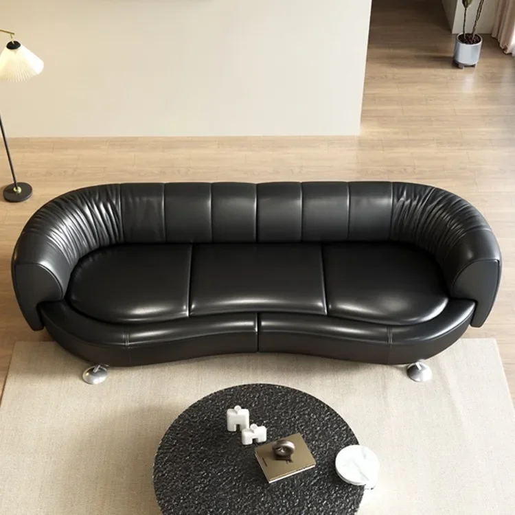 

Nordic, light luxury, rotating, mobile slide rail backrest sofa combination, small apartment, living room, special-shaped black