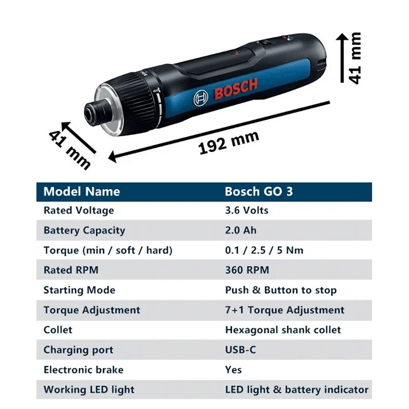 Imagem -02 - Bosch Go3 3.6v Recarregável Chave de Fenda Novo Modelo sem Escova sem Fio Multifuncional Casa Técnico Industrial Mini Ferramentas Elétricas