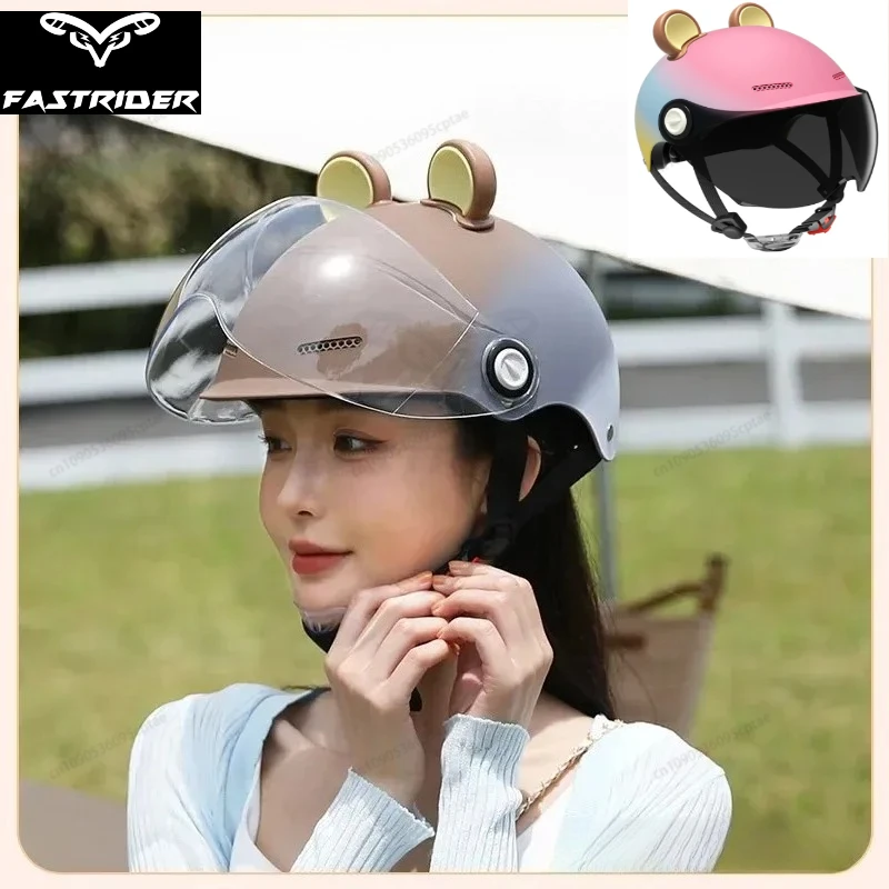 

Мотоциклетный шлем унисекс, полушлем, сертифицированный для безопасности, для женщин и мужчин, для езды на электровелосипеде, 54-62 см