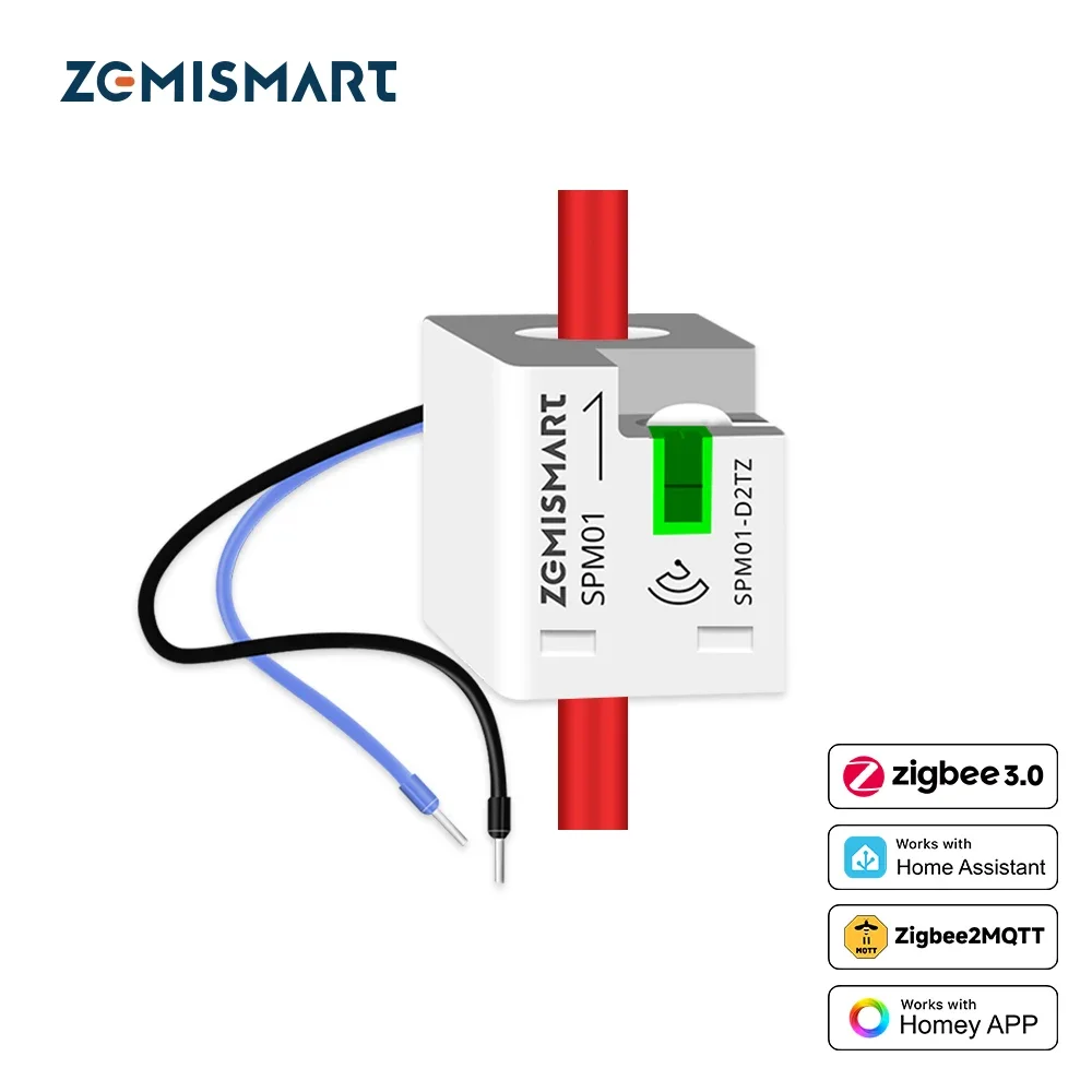 

Zemismart Zigbee 3.0 Smart Energy Meter Real-Time Power Monitor Sensor 63A Works with Zigbee2MQTT Zigbee Home Assistant Homey
