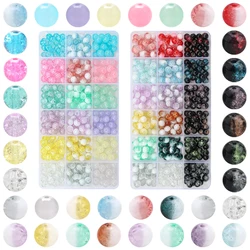 360Pcs/Box 8mm Crystal Round Glass Crackle Beads Loose Spacer Beads for Jewelry Making DIY Handmade Bracelets Earing Accessories