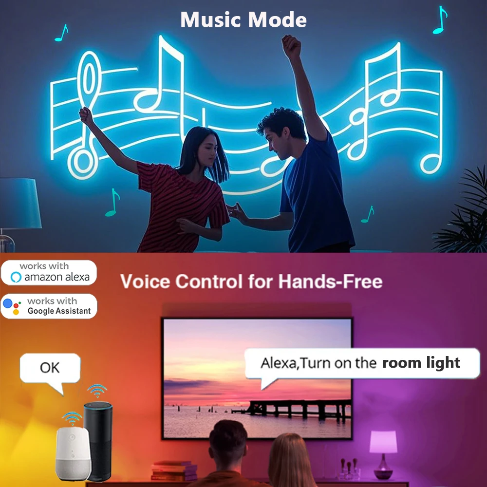 5 В USB Tuya Wi-Fi COB Светодиодная лента с регулируемой яркостью 5 м 0,5 м 9 цветов Гибкая лента 320 светодиодов/м Украшение дома для Alexa Google